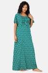 Naiduhall Cotton Full Length Nightdress - Dark Green — thumbnail 3